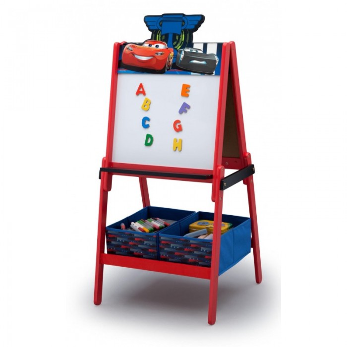 Tabla magnetica multifunctionala Lightning McQueen cu depozitare jucarii Cars Team Delta Children